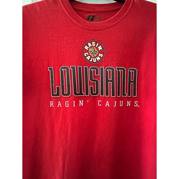 Louisiana Ragin Cajuns Red Graphic T-Shirt X-Large 100% Cotton - Picture 4 of 4